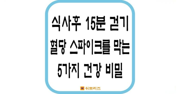 식사 후 15분 걷기와 혈당 스파이크를 막는 건강비밀