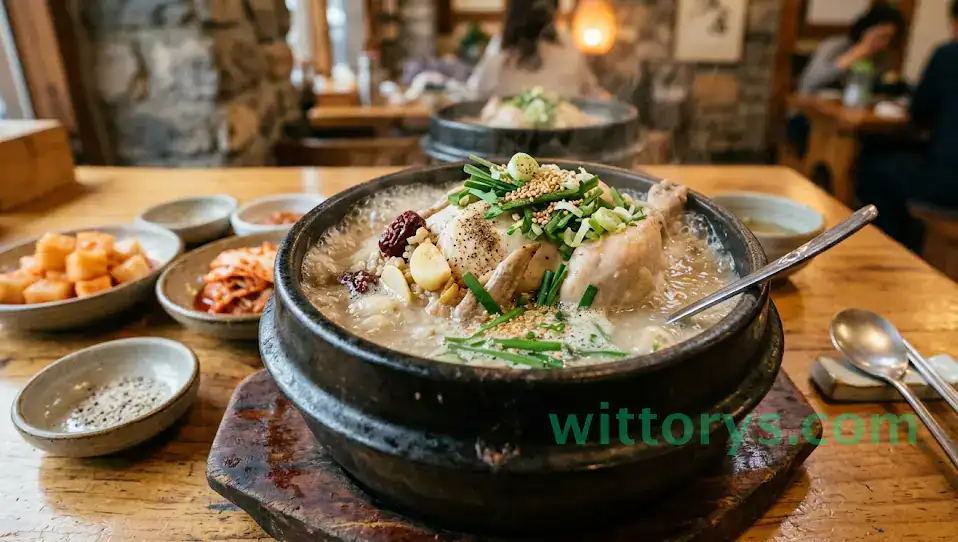 여름철 삼계탕 먹는 이유,뚝배기 그릇에 담긴 삼계탕 이미지