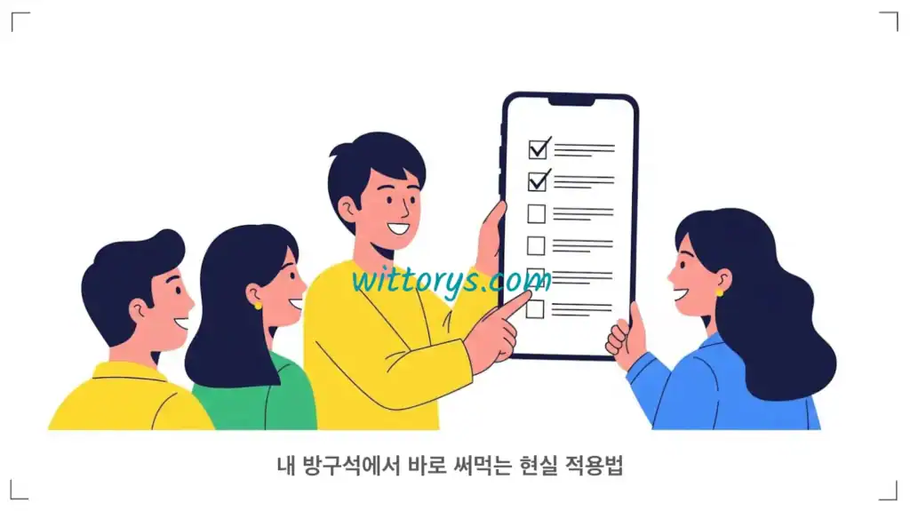 나의 방에서 바로 써먹는 실행력 적용 방법. 다른 사람들에게 자신의 목표를 공유하는 사람을 표현하는 벡터 이미지
